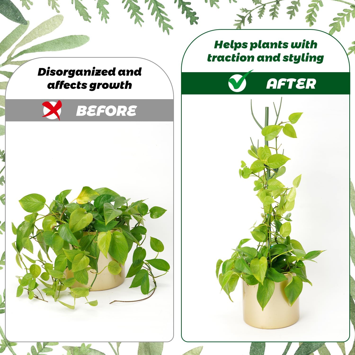 8 Pack Monstera Plant Support Stakes, 27.5inch Detachable Twig Plant Support Stakes with 12 Orchid Clips, 8 Twist Clips 65ft Twist Ties - Ideal Plant Stakes for Indoor Outdoor Plants-VerdiqueGarden