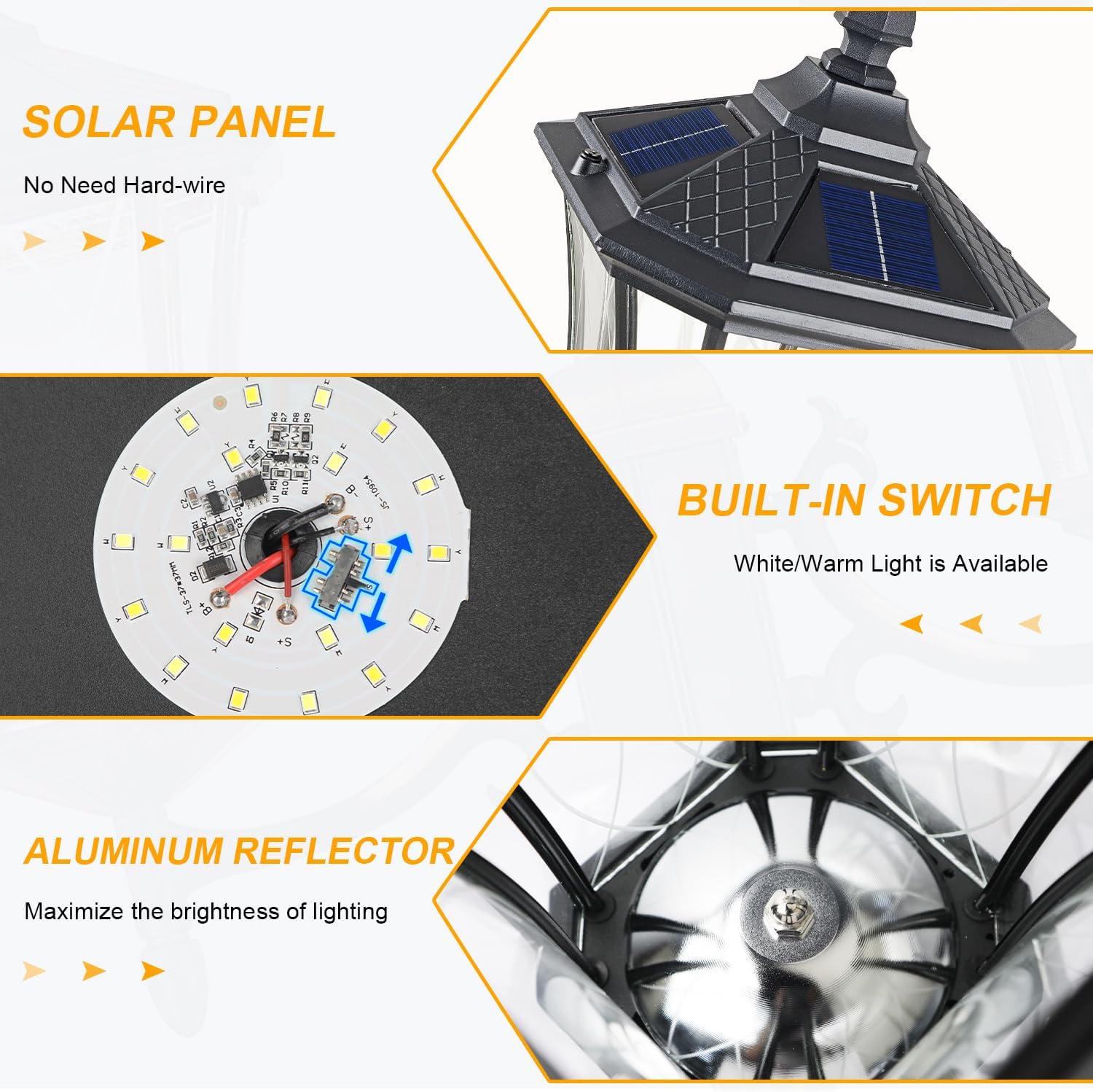 Outdoor Solar Lamp Post Lights with Dusk to Dawn Sensor, Waterproof 2-Head Large Lantern Street Lights, Modern Solar Column Pole Light Fixtures for Outside, Garden, Driveway, Backyard, Black-VerdiqueGarden