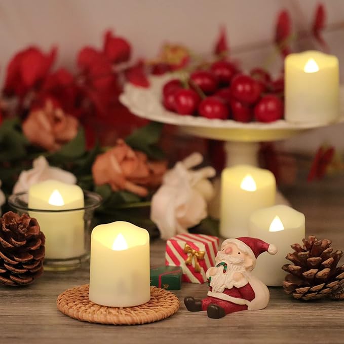 6 PCS 1.8”H Rechargeable Flameless Votive Candles with Remote and Charging Cable, Battery Operated Flickering LED Tealight Candles, Durable & Sturdy Tea Light, Ideal for Pumpkin/Bar/Party Decor-VerdiqueGarden