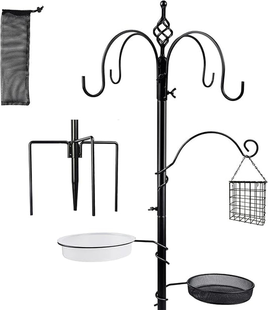 yosager Premium Bird Feeding Station Kit, 77" x 19" Birds Feeder Pole, Deluxe Multi Feeder Hanging Kit with Metal Suet and Bird Bath for Wild Birds Watching, Birdfeeder and Planter Hanger-VerdiqueGarden