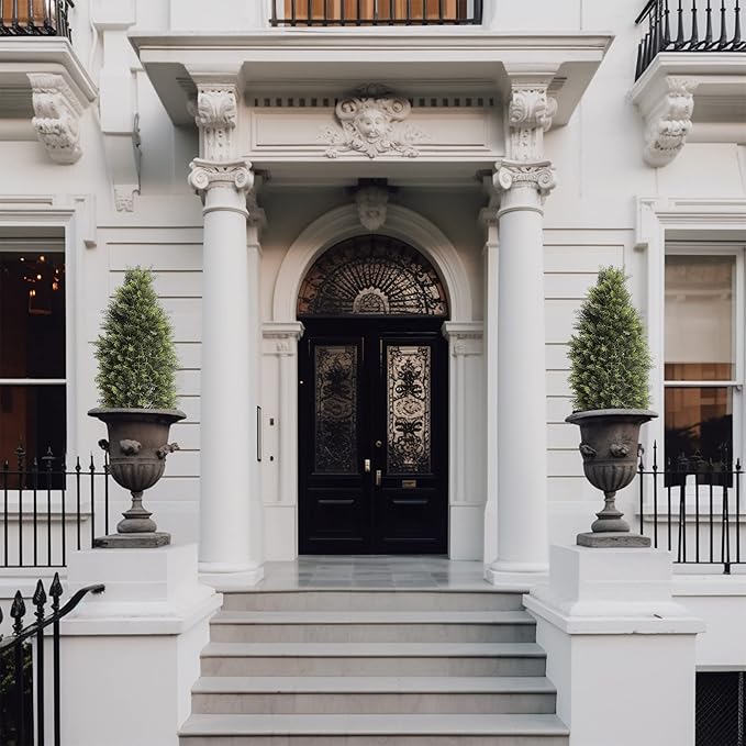 3FT Artificial Cedar Topiary Trees, Fake Cypress Trees Faux Pine Shrubs Plants, Evergreen Plants for Home Porch Decor Set of 2-VerdiqueGarden