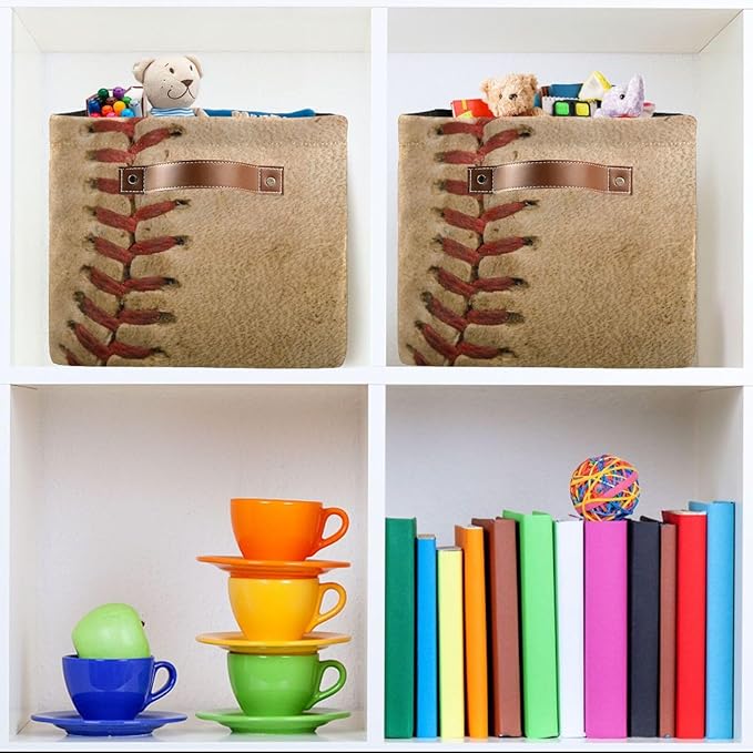 Baseball Rectangular Storage Basket Organizer Bin Shelf Baskets For Home Office Dorm-VerdiqueGarden