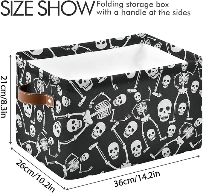 Skull Rectangular Storage Basket Organizer Bin Shelf Baskets For Clothes Gifts For Home Office Dorm-VerdiqueGarden