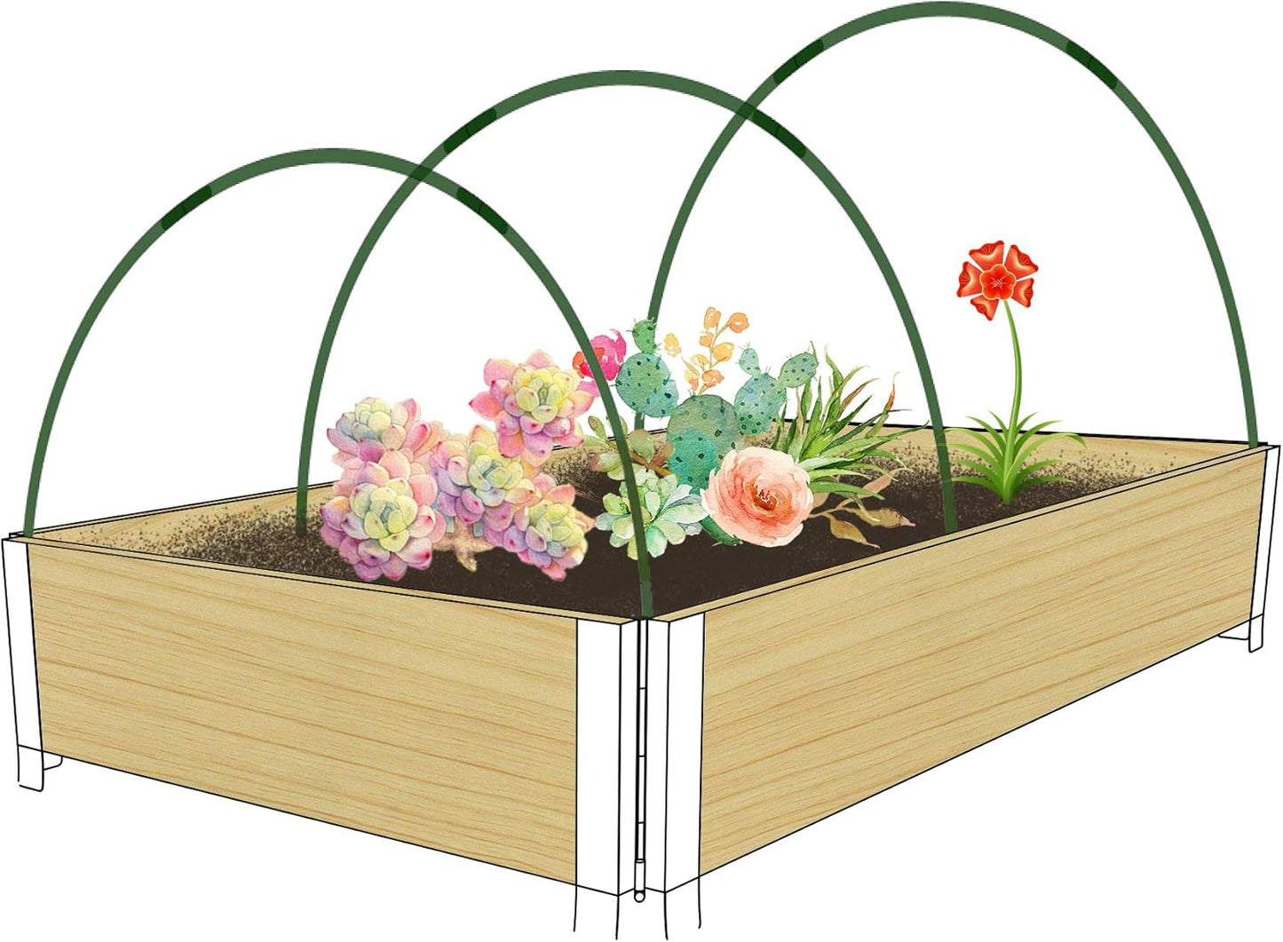 Gardzen Garden Hoops, DIY Greenhouse Hoops for Raised Beds, Row Cover, Garden Netting 72PCS-VerdiqueGarden