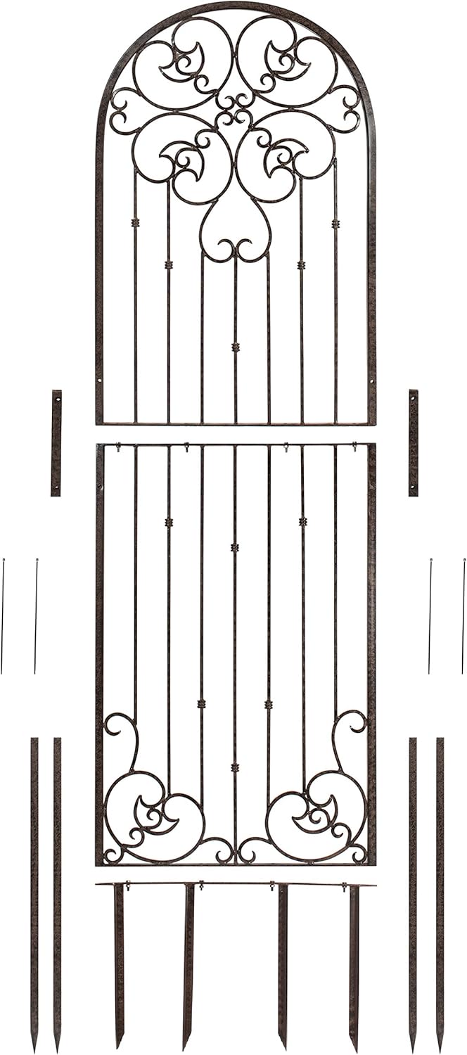 H Potter Outdoor Metal Wall Art Decor or Trellis for Climbing Plants Garden Panel Roses Vines Privacy Includes Brackets for Hanging X Large with 4 Mounts-VerdiqueGarden