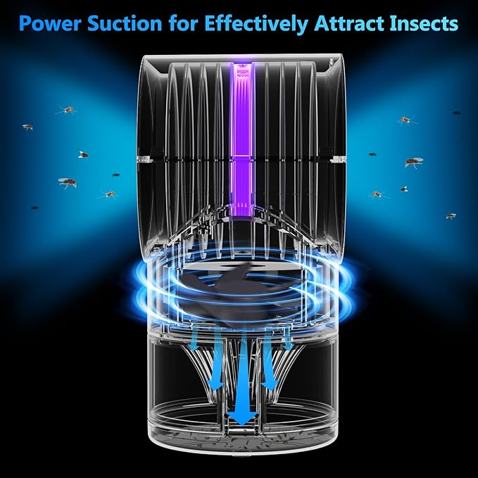 Fruit Fly Trap for Indoors, Fly Traps Indoor for Home Indoor Insect Trap with Suction, Time Setting, Bug Light & 10 Pcs Sticky Glue Boards (White)-VerdiqueGarden