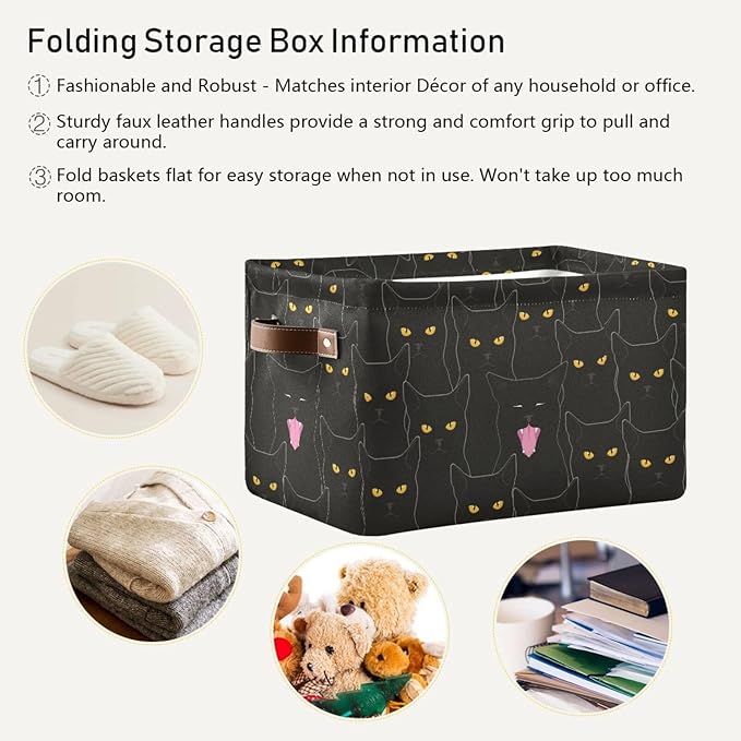 Cat Rectangular Storage Basket Organizer Bin Shelf Baskets For Clothes Gifts For Home Office Dorm-VerdiqueGarden