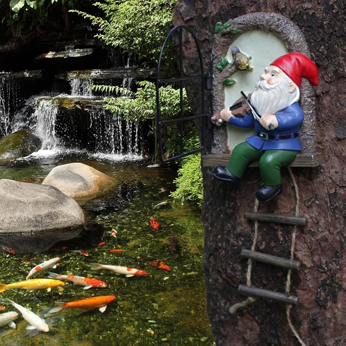 Funny Garden Gnome Statues, Creative Resin Dwarf Sculptures, Outdoor Yard Decor, Gnomes Tree Faces for Lawn, Patio, Porch, Miniature Fairy Garden Accessories, Novelty Gift for Indoor/Outdoor Use-VerdiqueGarden