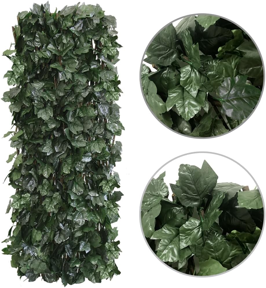 Expandable Fence Privacy Screen for Balcony Patio Outdoor,Decorative Faux Ivy Fencing Panel,Artificial Hedges (Single Sided Leaves)-VerdiqueGarden
