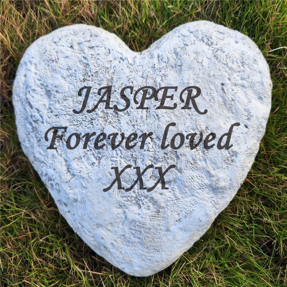 Personalized Garden Memorial Stones Engraved Rocks with Any Message, Decorative Grave Memorial Plaques Rocks for Loved Ones Outside Cemetery Decoration, Resin, 8.6" x 8.6"-VerdiqueGarden