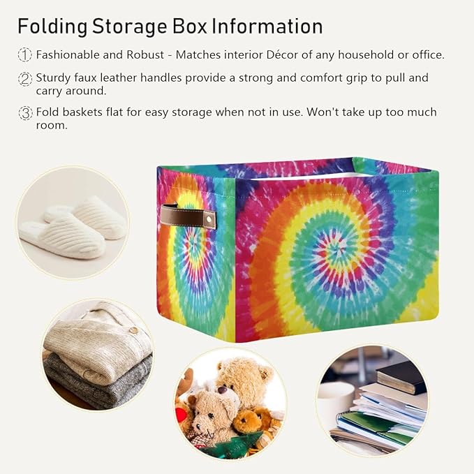 Tie-Dye Rectangular Storage Basket Organizer Bin Shelf Baskets For Clothes Gifts For Home Office Dorm-VerdiqueGarden