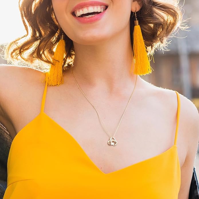 14K Gold Necklaces for Women Trendy Love Knot Infinity Interlocking Knot Necklaces Pendant Necklace for Women Diamond Necklace Adjustable in Length 20in