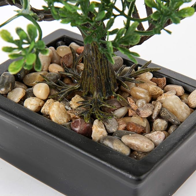 Artificial Bonsai Tree Juniper Faux Plants Indoor Small Fake Plants Decor with Ceramic Pots for Home Table Office Desk Bathroom Shelf Bedroom Living Room Farmhouse Decorations-VerdiqueGarden