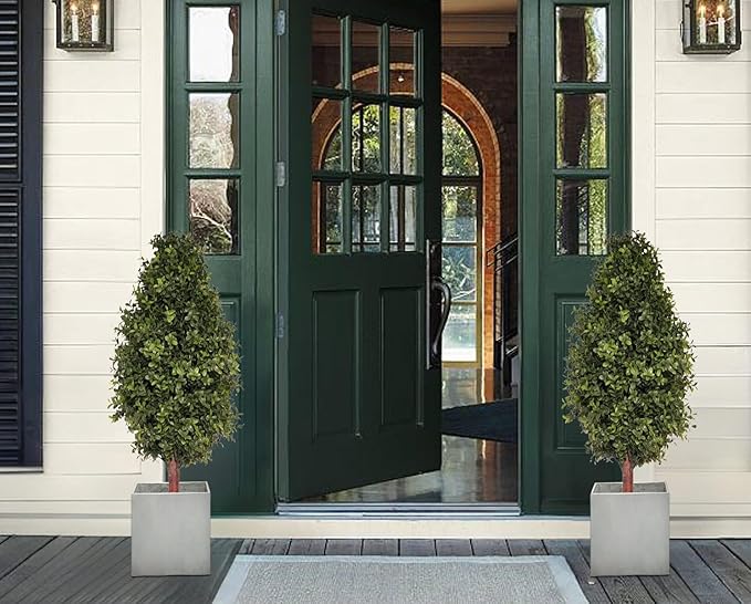 3FT Artificial Boxwood Bush Topiary Tree UV Resistance Rated with Spike. Easy to Push in The Ground.Plant Looks Great in a Planter Anywhere. Indoor/Outdoor Decor 2 Pack-VerdiqueGarden