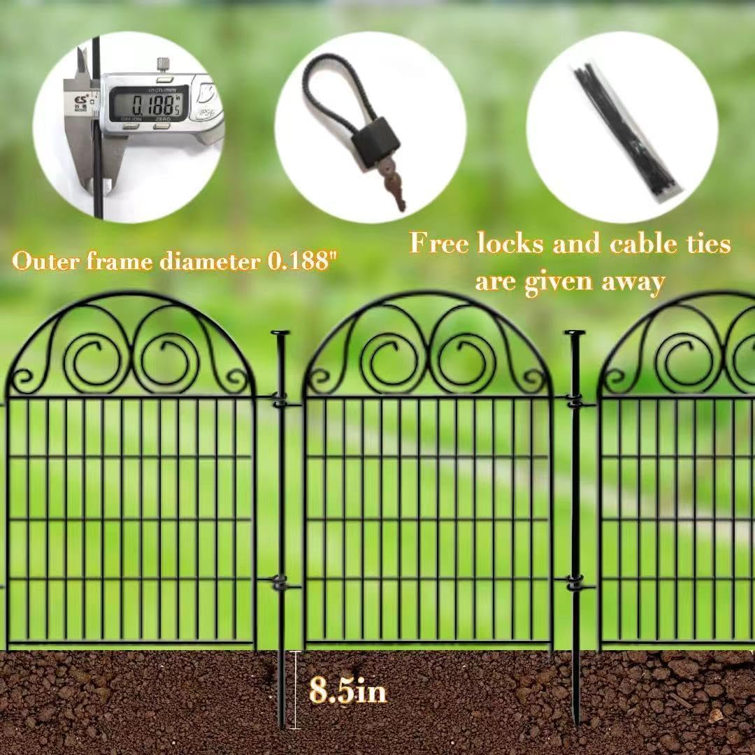 Tall Garden Animal Barrier Fencing with Gate, 40 Inch(H) 20 Panels Total Length 43.7 Ft Outdoor Dog Fence, Picket Fences, Reusable Decorative Fence for Garden │Patented-VerdiqueGarden
