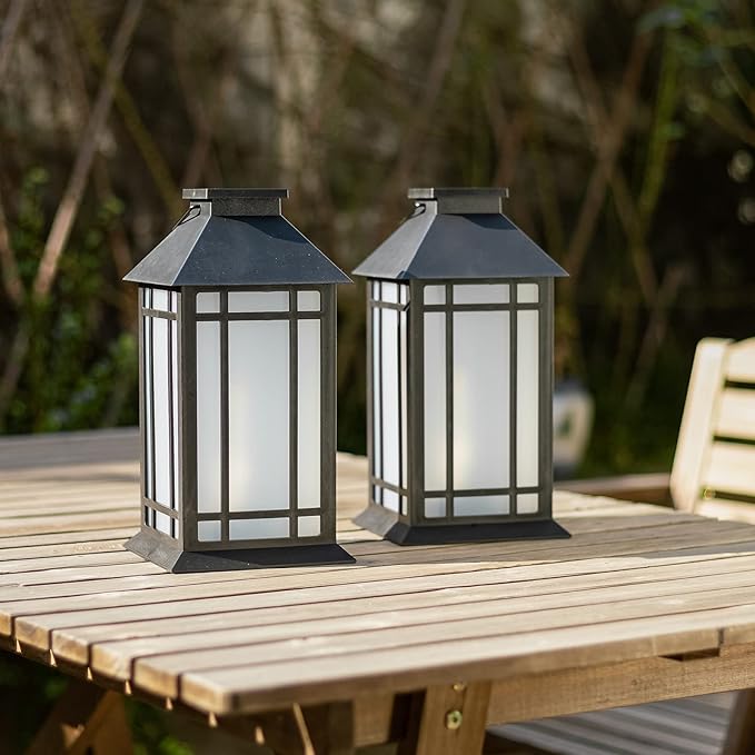 13-Inch IP65 Waterproof Battery-Powered Outdoor Lantern with Led Flameless Candle and 6-Hour Timer - Decorative Lantern for Patio & Garden(2 Pack)-VerdiqueGarden