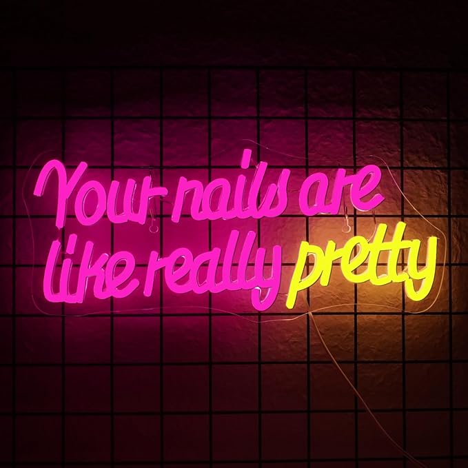 WLHOPE Your Nails Are Like Really Pretty Neon Sign, Nail Neon Signs for Wall Decor, Pink Led Signs USB Connectivity Nails Light Up Signs for Nails Shop Nails Salon Home Bar Girls Room Beauty Shop Nails Room-VerdiqueGarden