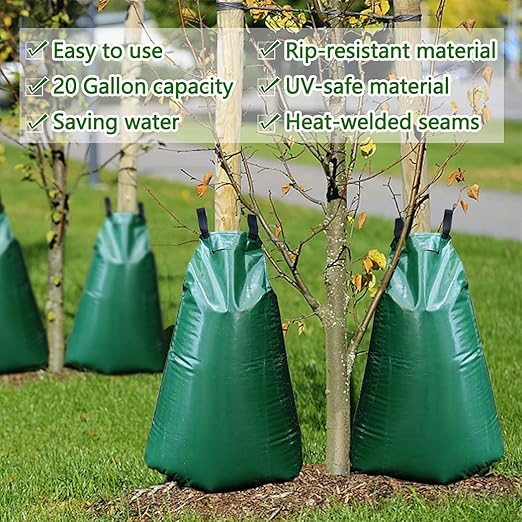 12 Pack 20 Gallon Tree Watering Bags, Reusable, Heavy Duty and Slow Release Gator Bags for Trees, Premium PVC Plant Drip Irrigation Bags,5-8 Hours Releasing Time-VerdiqueGarden