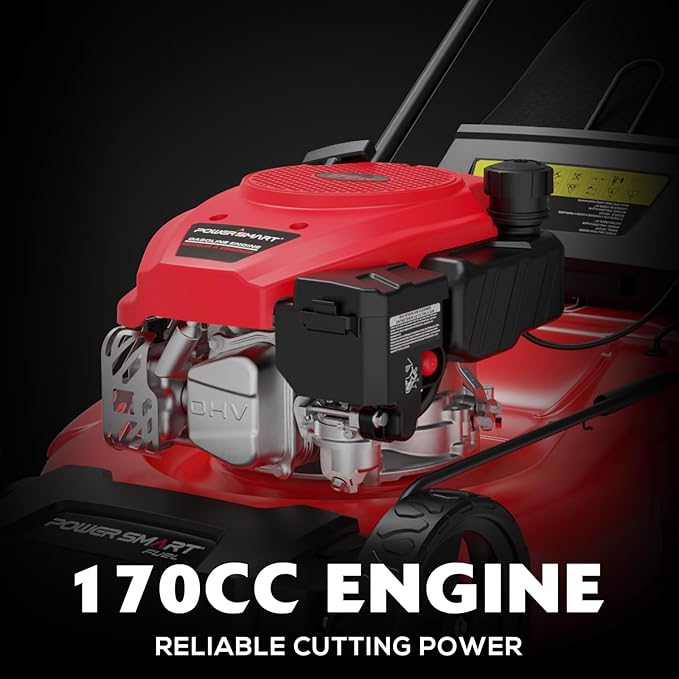 PowerSmart Self Propelled Gas Lawn Mower, 21-Inch with 170cc 4-Cycle OHV Engine 2-in-1 Rear-Wheel Drive Lawnmower with Bagging-VerdiqueGarden
