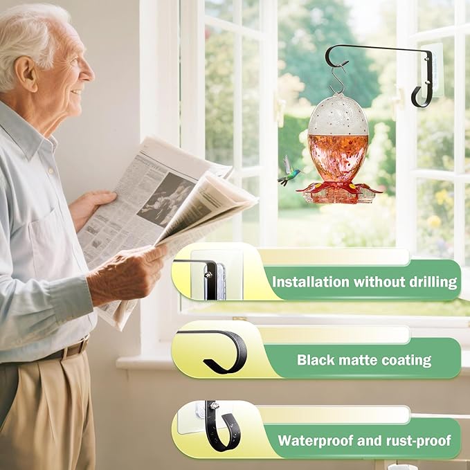 Bird Feeder Hanger Window Mount: Metal Hanging Bird Feeder 8Inch - Geometric Window Hummingbird Feeder - for Outside Decorative - 4pcs-VerdiqueGarden