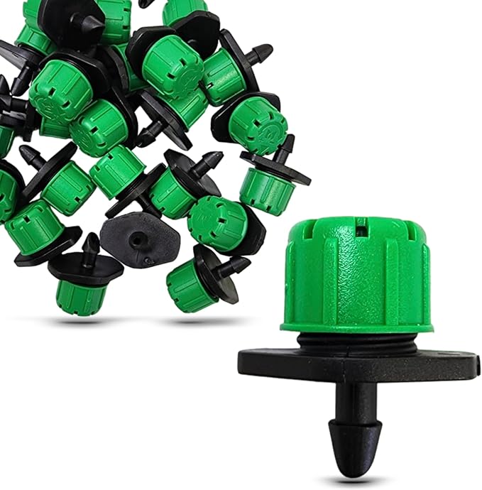 (25-Pack) - 1/4" Inch Universal Barbed Drip Emitter - Adjustable Flow 0-18.5 GPH Fit 1/4 (4-7mm) Drip Irrigation Tubing - Professional Grade (25 Pack Dripper Only)-VerdiqueGarden
