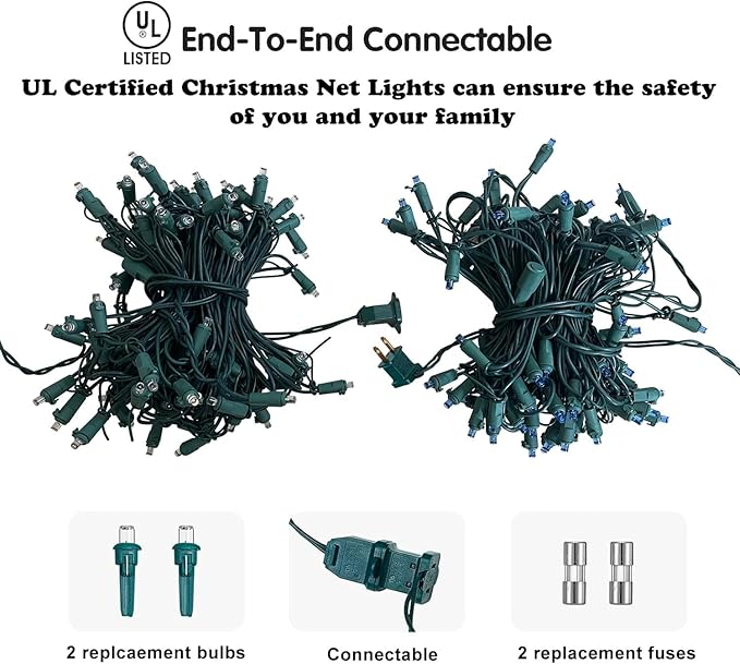 HISHINY Christmas Net Lights Outdoor for Bushes,100LED 5X5ft Connectable Bush Yard Mesh Shrub Net Light Decorations for Party, Holiday, Wedding, Tree,Home Decor(Red White Green)-VerdiqueGarden