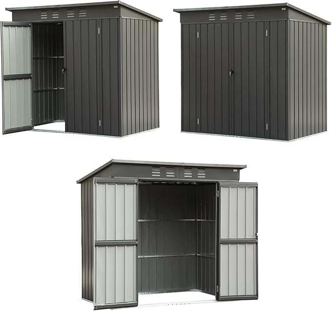 Domi Outdoor Storage Shed 6' x 4', Metal Waterproof Tool Shed Utility Storage House with Double Lockable Doors & Air Vent for Backyard Garden Lawn Patio-VerdiqueGarden