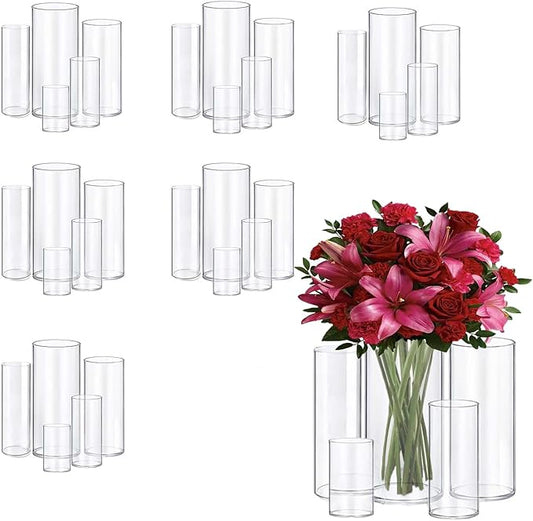 30pcs 11.8Inch Large Size Glass Vase Cylinder for Centerpieces Small Flower Glass Clear Home Decor Centerpiece Table Flower Vase Decorations for Wedding＆Holiday 6,7.9,10,10,11.8Inch Tall-VerdiqueGarden