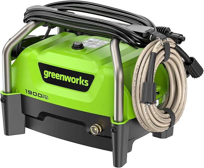 Greenworks 1900 PSI (SGS Certified) 1.2 GPM 13Amp Portable Compact Electric Pressure Washer, Power Washer for Cars, Driveways, Patios, Patio Furniture & Around Pools-VerdiqueGarden