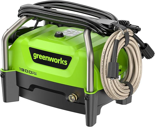 Greenworks 1900 PSI (SGS Certified) 1.2 GPM 13Amp Portable Compact Electric Pressure Washer, Power Washer for Cars, Driveways, Patios, Patio Furniture & Around Pools-VerdiqueGarden