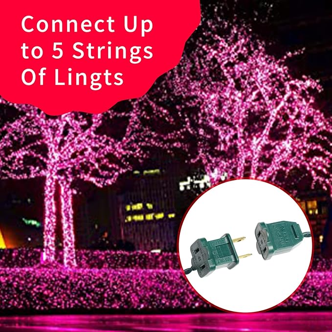 Ultra-Bright Connects End to End Pink Christmas Mini Lights 100L 19.6Ft UL Listed Incandescent Bulb String Light Set for Indoor Outdoor Holiday Garden Party Christmas Tree Garland Decor-VerdiqueGarden