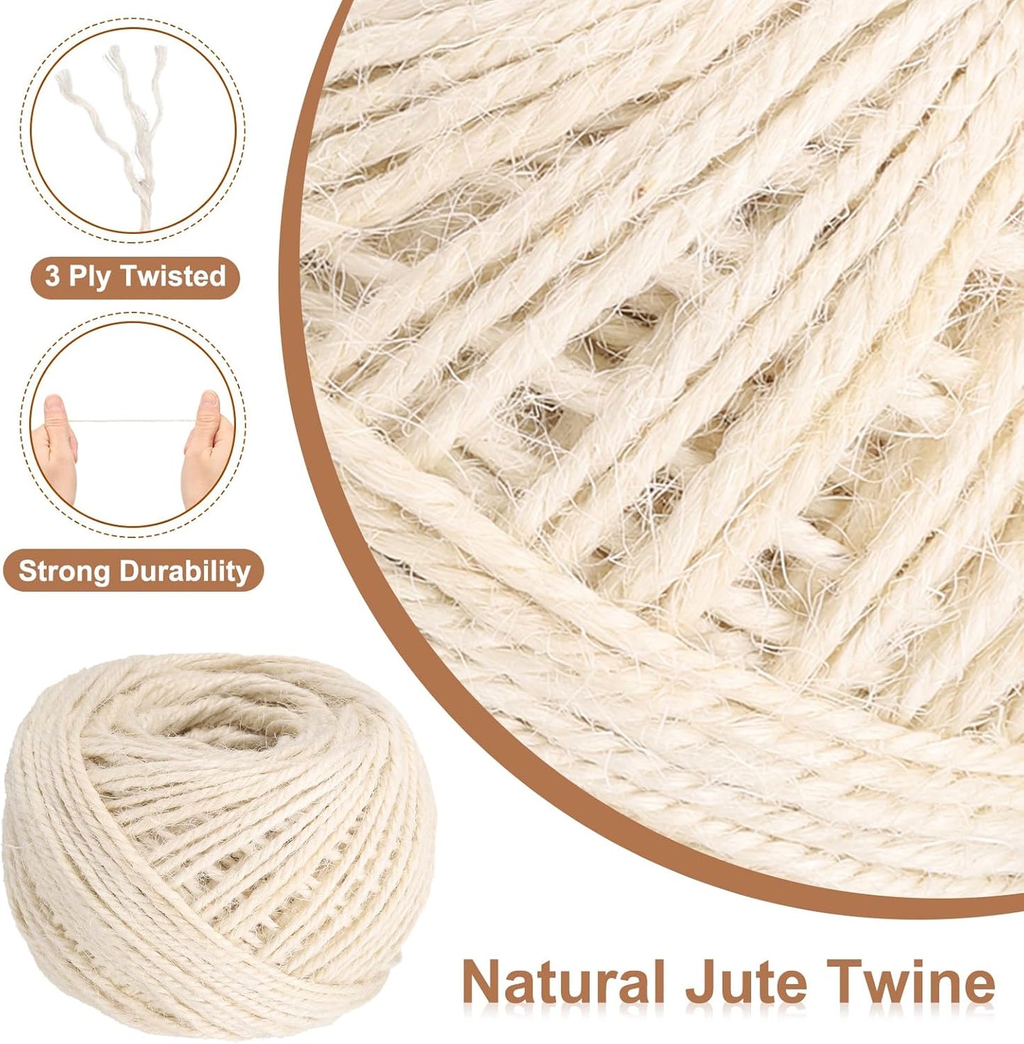uxcell 164 Feet Natural Jute Twine String,2mm Thin Garden Twine Rope Colored Plant String Cord for DIY Art Crafts Gift Wrapping Decoration Packing Gardening Plant Hanger,White-VerdiqueGarden