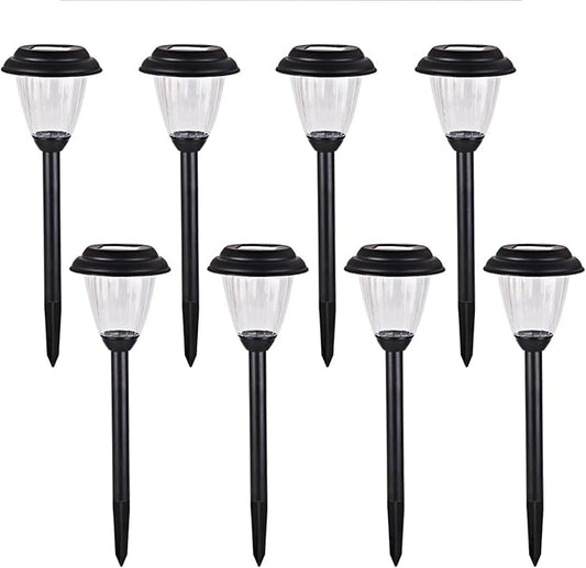 Solar Outdoor Pathway Lights Matt Black Stainless Steel Painted LED Lights for Garden Landscape Path Yard Driveway (black-8pack)-VerdiqueGarden