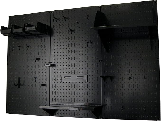 Wall Control Metal Pegboard Organizer - 4' Standard Tool Storage Kit, Black - Includes Pegboard Paper Towel Holder & Dowel Rod Shelf Assembly-VerdiqueGarden