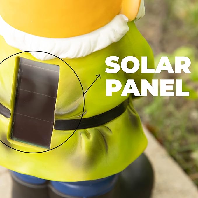 VP Home Jar Garden Gnomes Lawn Gnome with Solar Light Great Addition for Your Garden Solar Powered Knome Gifts for Outside Patio Lawn (Yellow Hat)-VerdiqueGarden