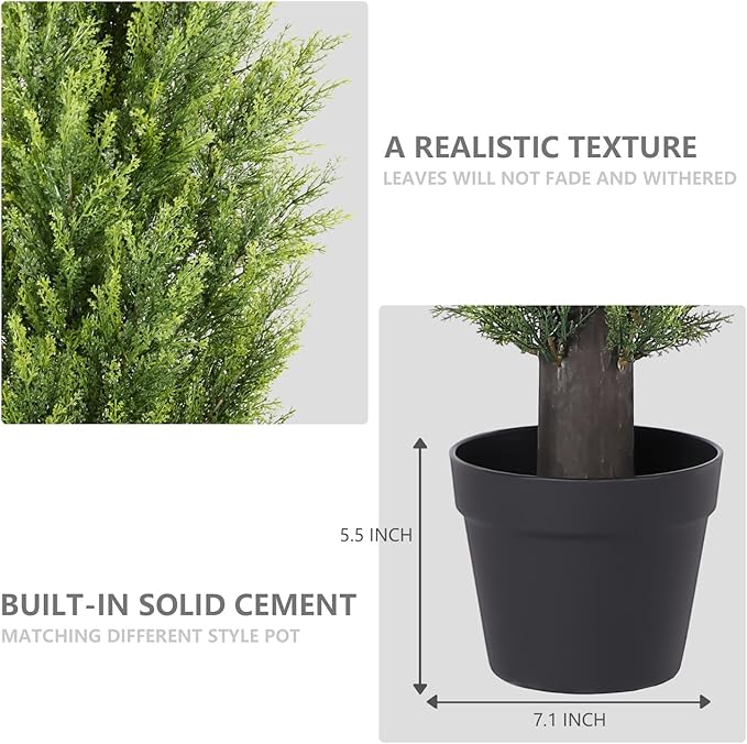THE BLOOM TIMES 5ft Topiary Trees Artificial Outdoor – UV Resistant Faux Cedar Pine Cypress Bushes and Shrubs, Fake Potted Plants for Front Porch Outside Planter Patio Decor, Set of 2 (5 Foot)-VerdiqueGarden