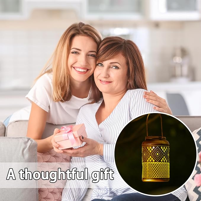 2 Pack Solar Lanterns Outdoor Waterproof - Birthday Gifts for Women, Men, Mom, Solar Lights Outdoor Hanging Garden Decor for Outside, Patio, Outdoor, Yard, Lawn, Balcony Modern-VerdiqueGarden