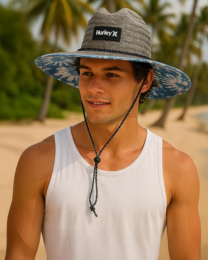 Hurley Men's Straw Hat - Bayside Lifeguard Straw Sun Hat-VerdiqueGarden