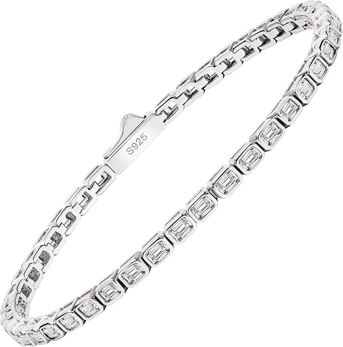 EcoGems Moissanite Tennis Bracelet for Women and Men – 18K White or Yellow Gold Plated Sterling Silver – Lab Grown D Color VVS Clarity Stones – Elegant Gift Box Included