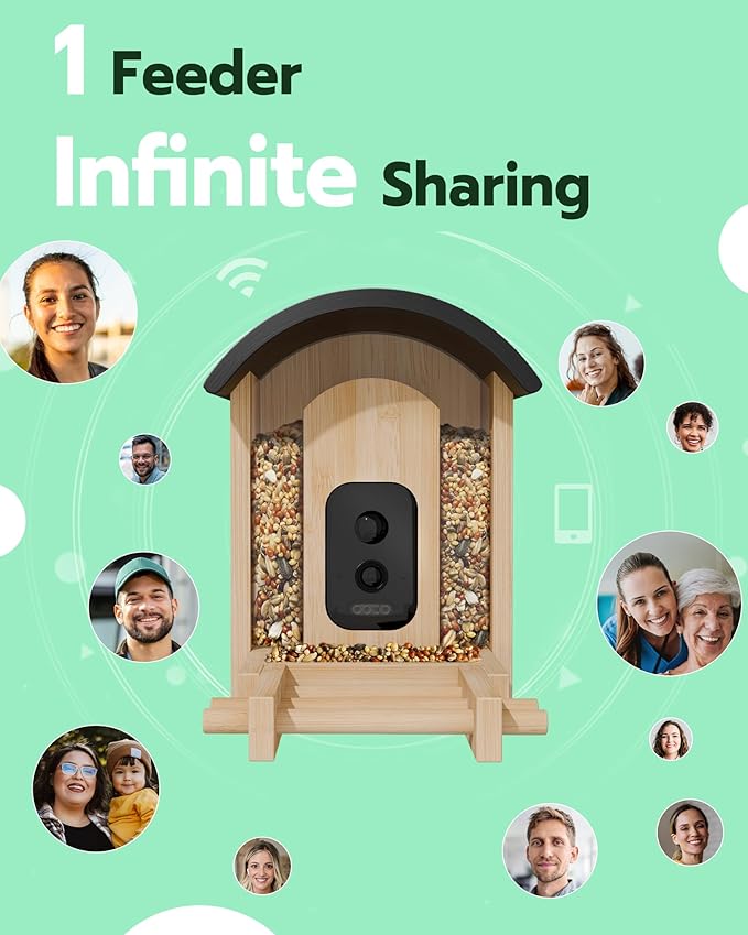 Bird Feeder with Camera, Smart Wild Bird Feeder for Outdoors with AI Identify, Solar Bird Feeder Watching Camera Auto Capture Birds & Real-time Notifications, Gifts for Birdlover (Arch)-VerdiqueGarden