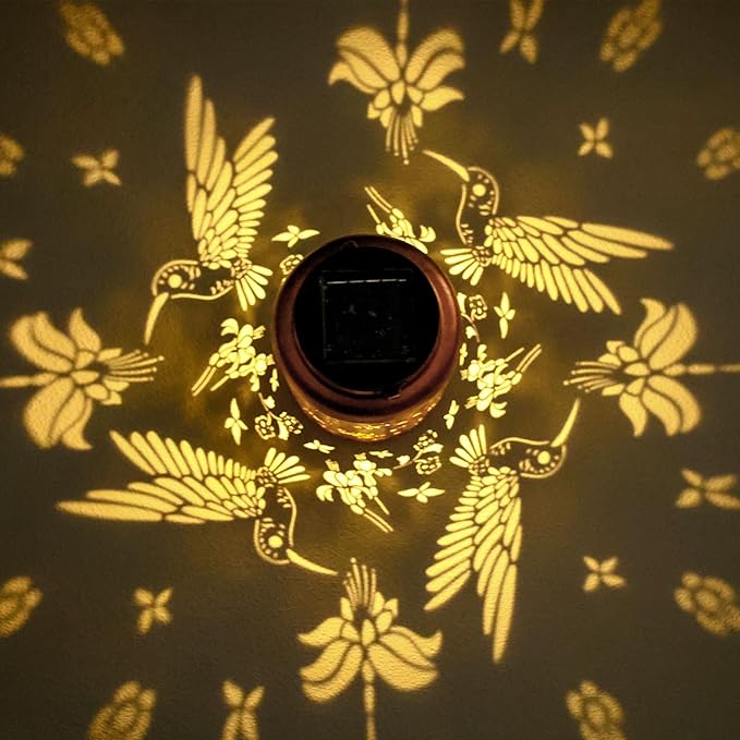 Hummingbird Solar Lanterns Outdoor Waterproof Hanging Solar Lights Metal Decor Lantern LED Light Christmas Decorative for Garden,Patio,Yard,Lawn,Backyard,Front,Porch as Holiday Gifts for Women Mom-VerdiqueGarden