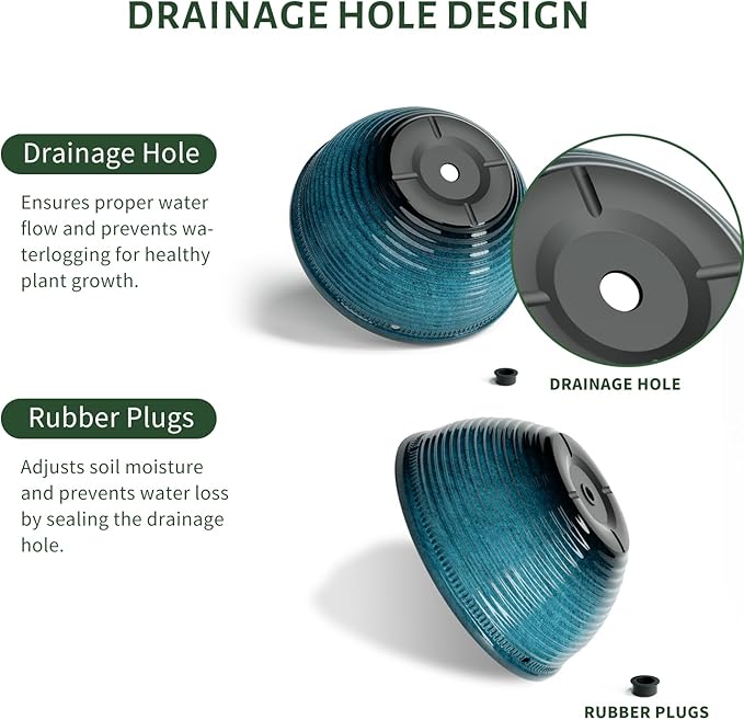 10in Hanging Planters for Indoor and Outdoor Plants, 2 Pack Hanging Planter with Drainage Hole, Round Hanging Flower Pots for Garden Home Decor (Blue)-VerdiqueGarden