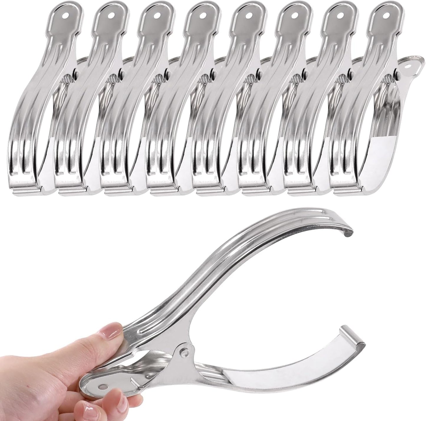 Tanstic 10pcs 6.3 Inch Stainless Steel Greenhouse Clamps Heavy Duty Garden Clips with Strong Grip and Large Open Mouth for Netting Holding-VerdiqueGarden