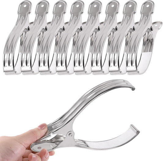 Tanstic 10pcs 6.3 Inch Stainless Steel Greenhouse Clamps Heavy Duty Garden Clips with Strong Grip and Large Open Mouth for Netting Holding-VerdiqueGarden