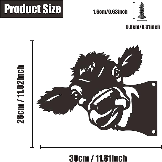 Peeping Cow Metal Art Farm Garden Decor Garden Fence Decoration Outdoor Decoration for Farmhouse,Yard,Lawn-VerdiqueGarden