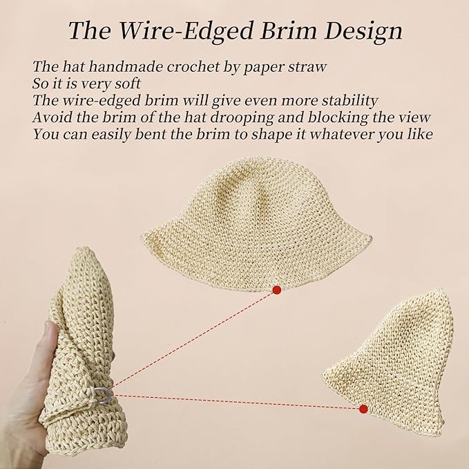 Floppy Big Beach Straw Hats for Women Foldable Summer Wide Brim Packable Sun Hat Womens Travel Straw Fedora Hat-VerdiqueGarden
