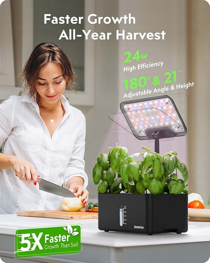 Hydroponics Growing System Indoor Garden: Herb Garden Kit Indoor with LED Grow Light Quiet Smart Water Pump Automatic Timer Healthy Fresh Herbs Vegetables - Hydroponic Planter for Home Kitchen Office-VerdiqueGarden