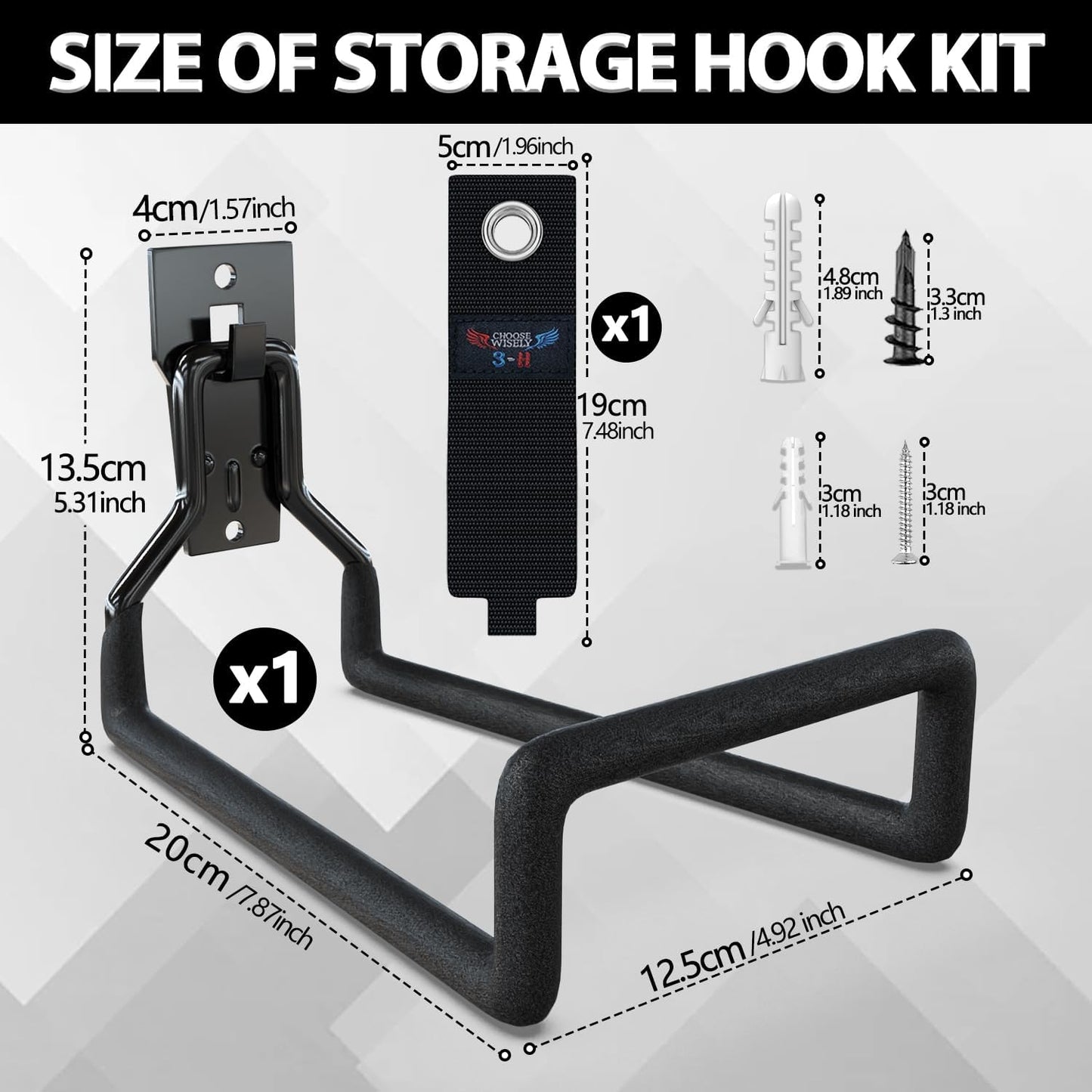 3-H Solid Steel Garden Hose Holder - Wall Mounted Hanger with Extension Strap for Outdoor Water Hoses & More-VerdiqueGarden