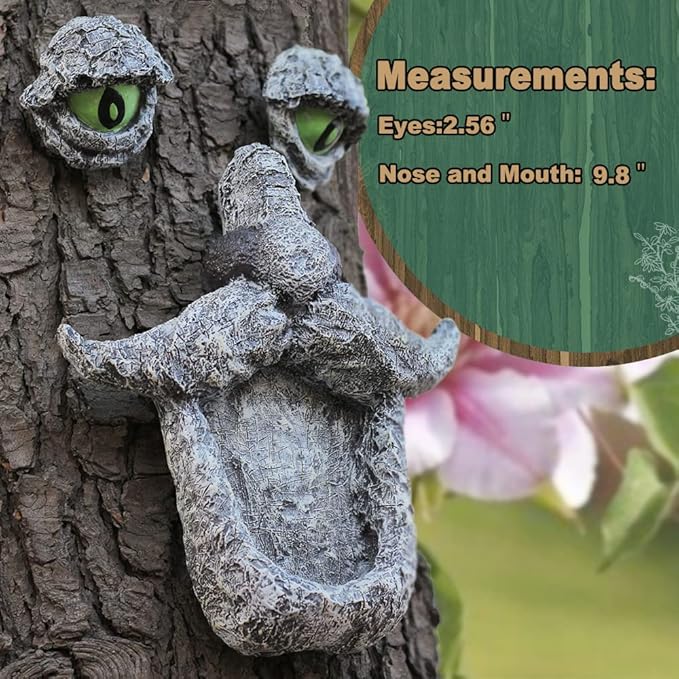 Tree Face Bird Feeder,Tree Faces Decor Outdoor,Old Man with Glowing Eyes in Dark,Wild Bird Feeder,Tree Yard Art Sculpture,Whimsical Garden Spring Decor-VerdiqueGarden