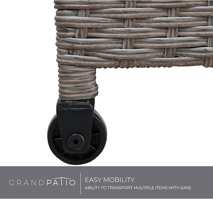 Grand patio 108 Gallon Deck Storage Box Indoor Outdoor Wicker Bin for Patio Furniture Cushions Garden Tools Pool Accessories, Greige-VerdiqueGarden